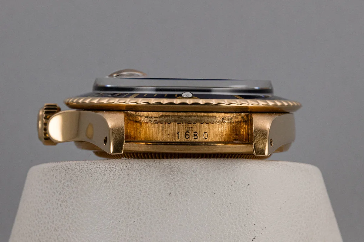 1978 Rolex 18k YG Submariner 1680 Blue Dial