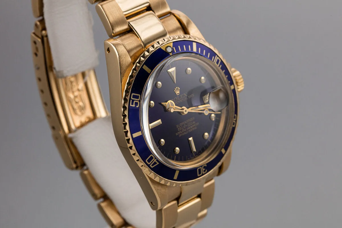 1978 Rolex 18k YG Submariner 1680 Blue Dial