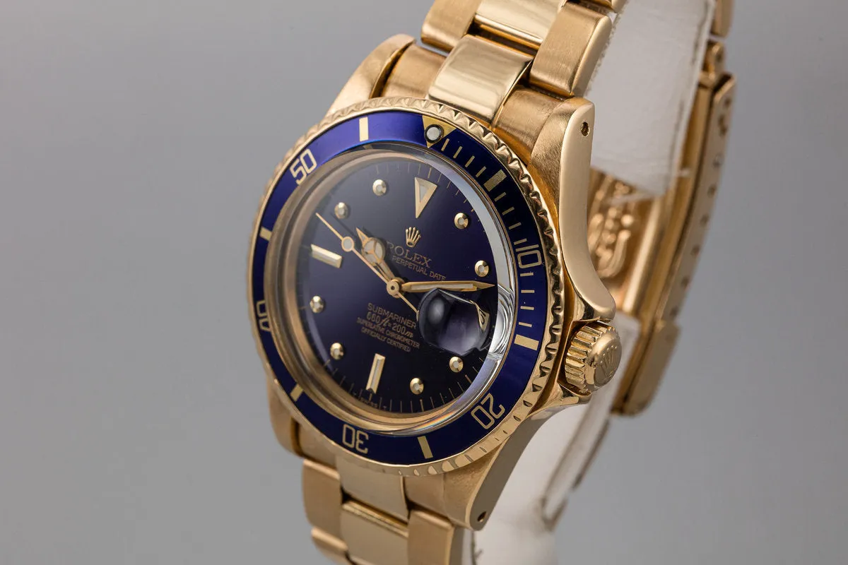 1978 Rolex 18k YG Submariner 1680 Blue Dial