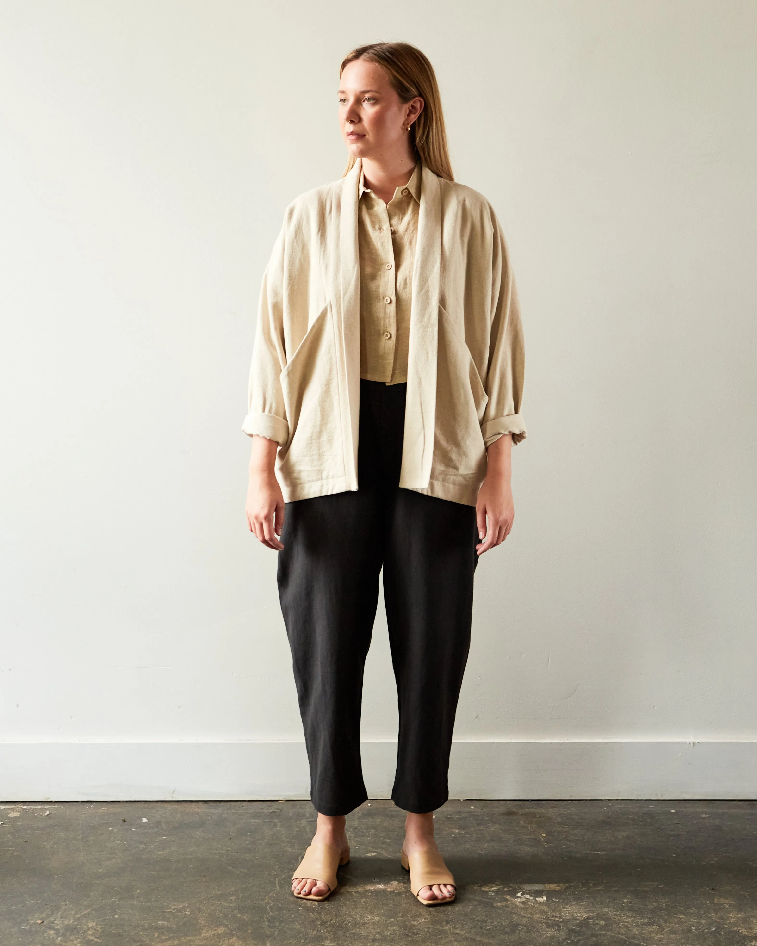 7115 Cropped Button Down Shirt, Mustard Noise