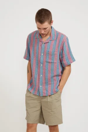 Acid Plaid Iris SS Camp Shirt Pink