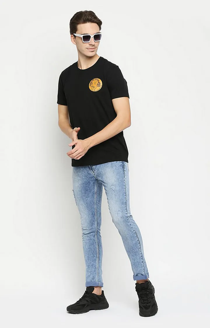 Albert Einstein Spykar Men Black Cotton Slim Fit Round Neck T-Shirt
