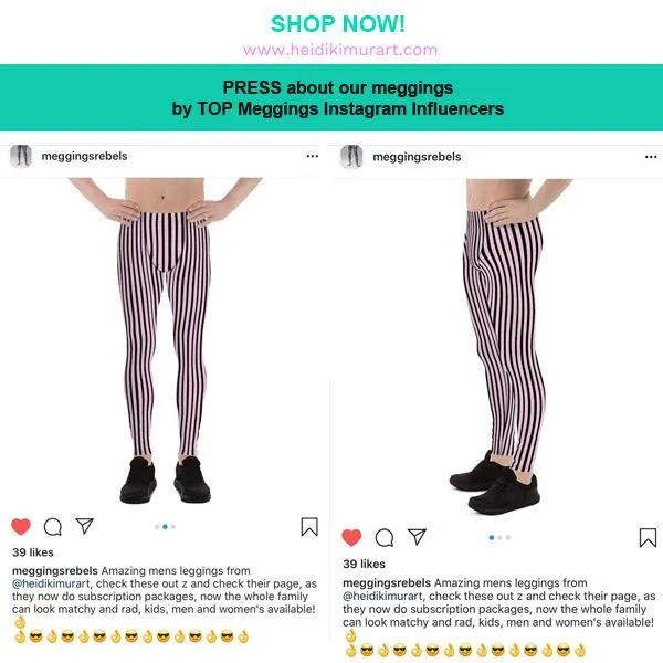 Blue White Plaid Men's Leggings, Tartan Plaid Print Compression Men's Leggings Tights Pants - Made in USA/MX/EU (US Size: XS-3XL)
