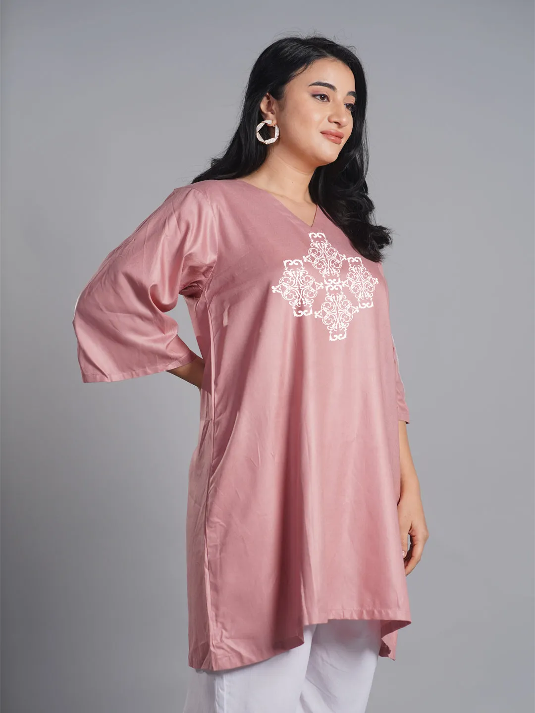 Blush Rayon Kurti - Jaali