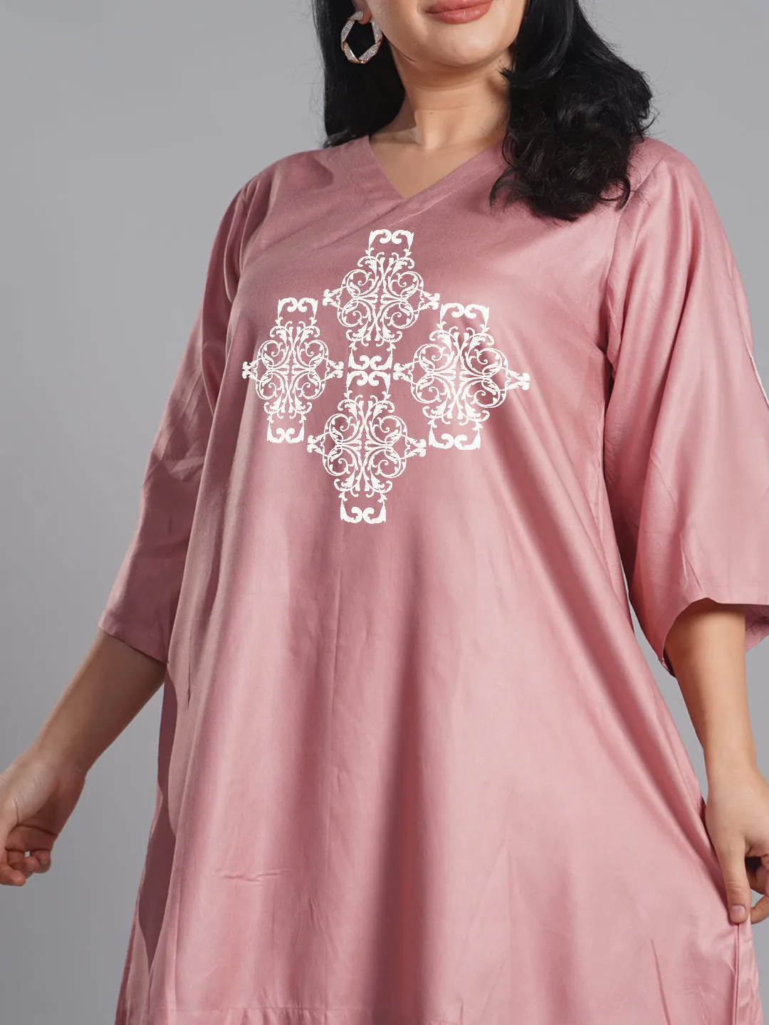Blush Rayon Kurti - Jaali