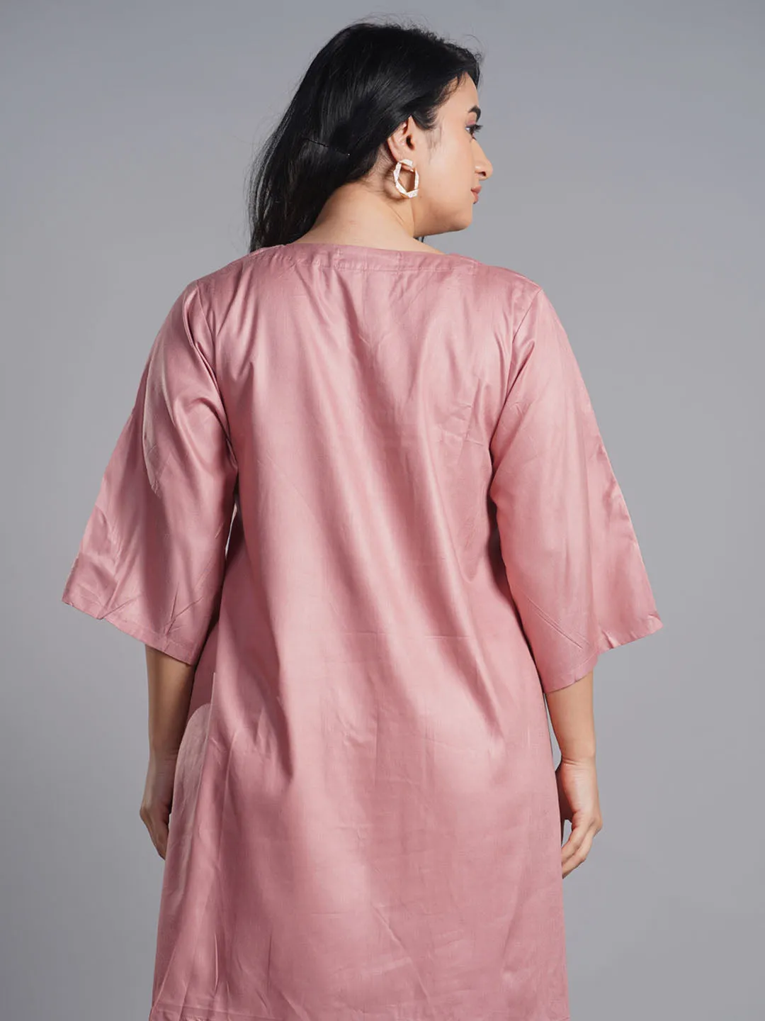 Blush Rayon Kurti - Jaali