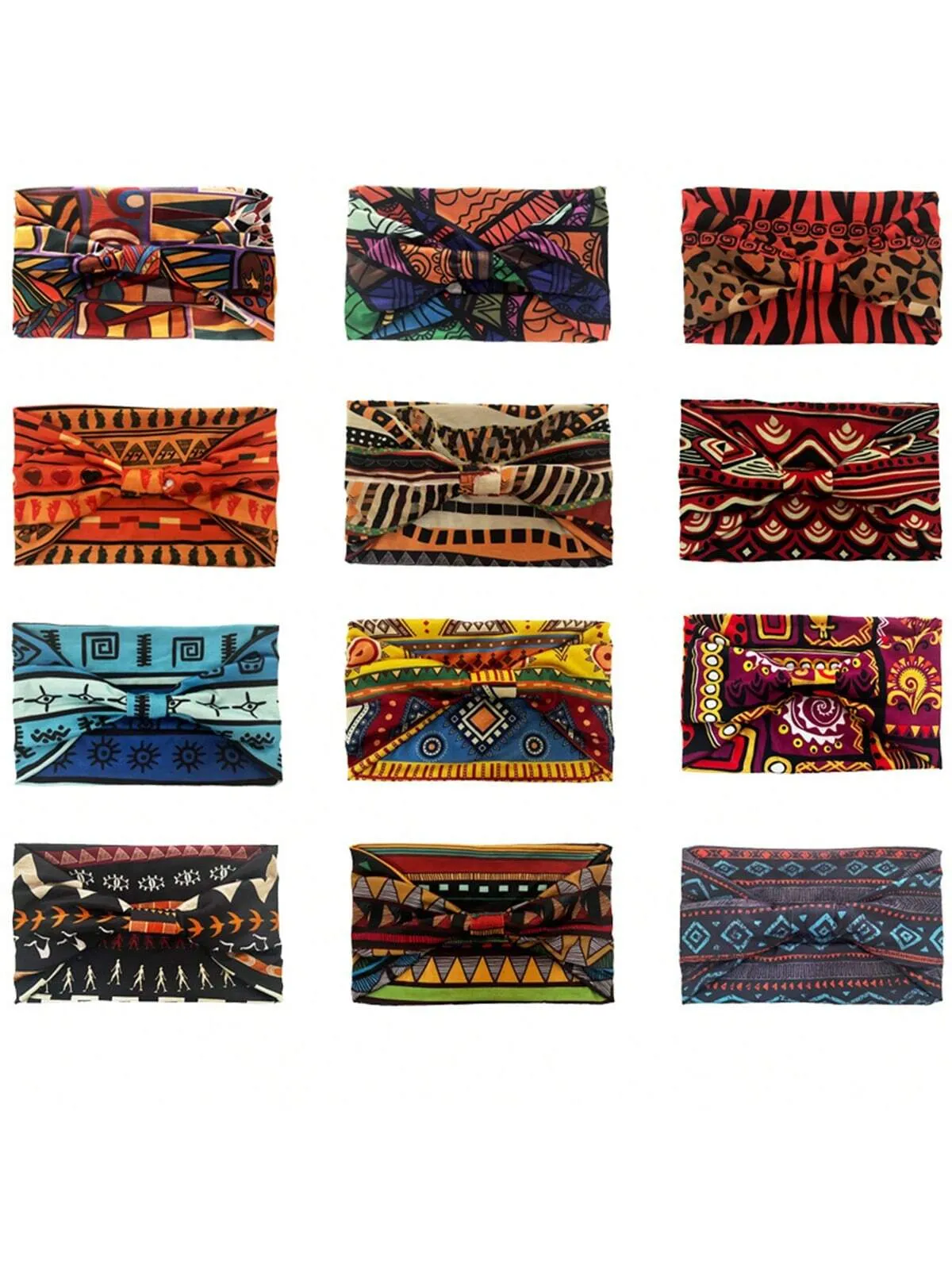 Bohemian African Print 15CM Yoga Sports Waist Pack Hairband Sweat Absorbent Elastic Cotton