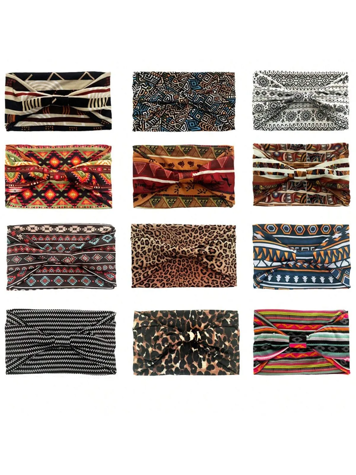 Bohemian African Print 15CM Yoga Sports Waist Pack Hairband Sweat Absorbent Elastic Cotton