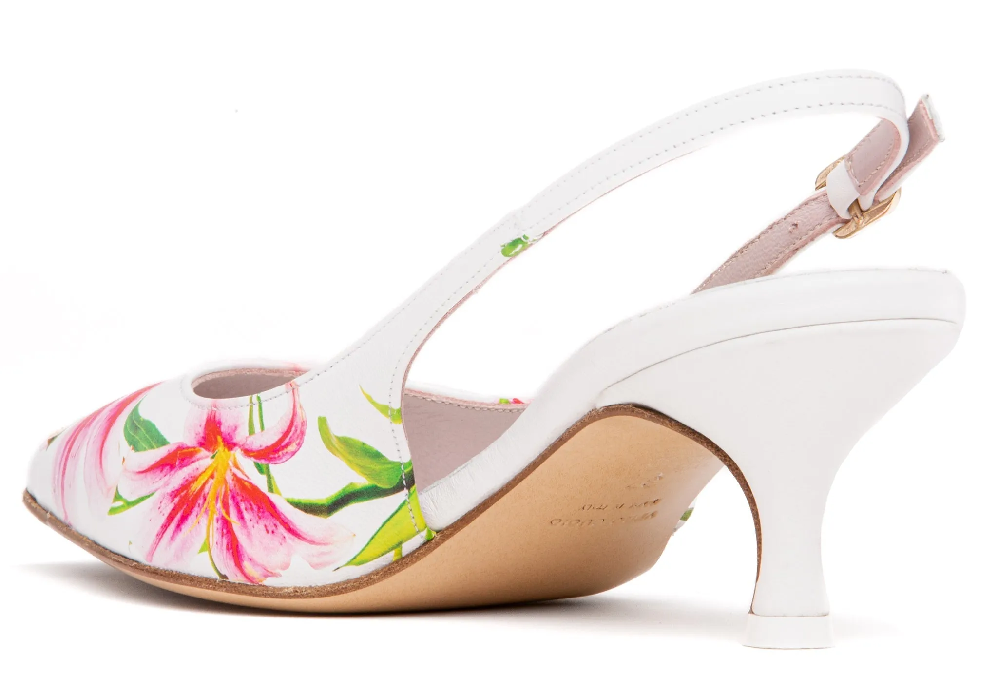 Cancun White Floral Printed Leather