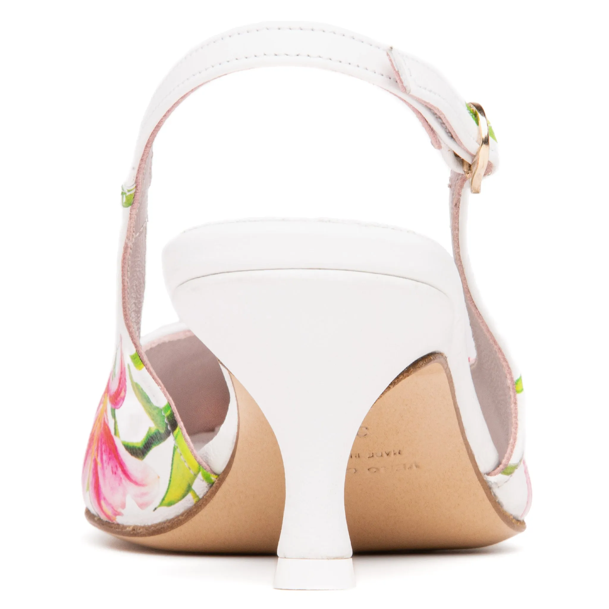 Cancun White Floral Printed Leather