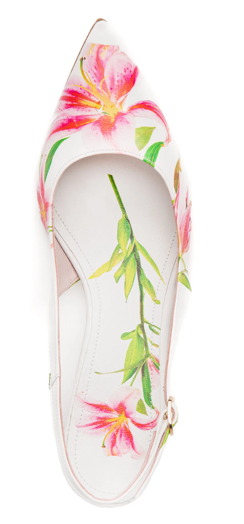 Cancun White Floral Printed Leather