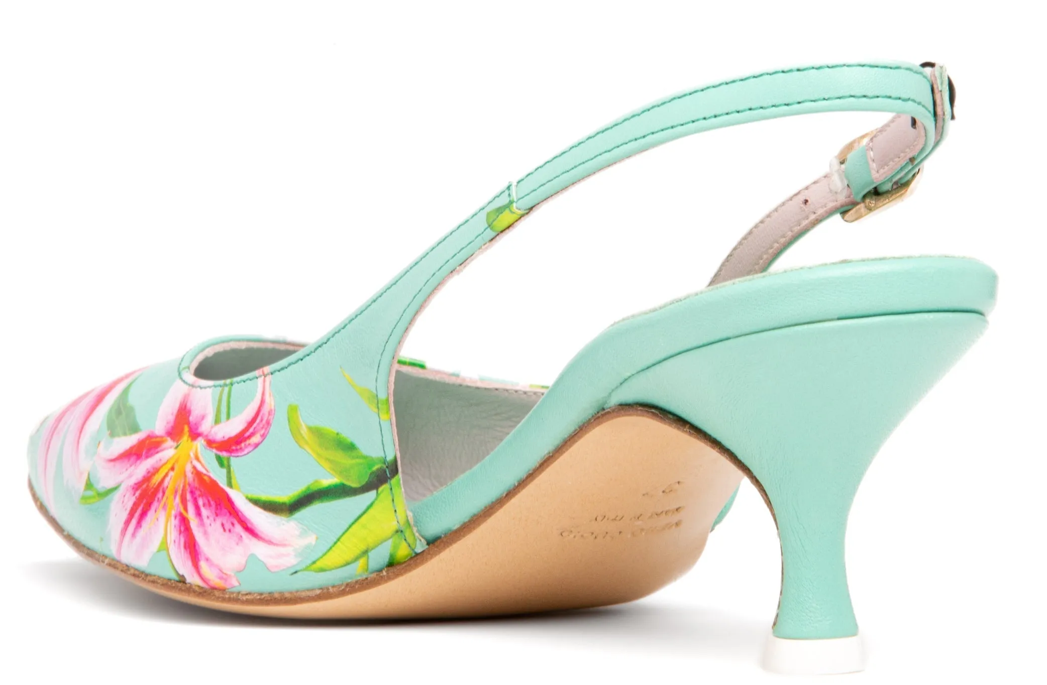 Cancun White Floral Printed Leather