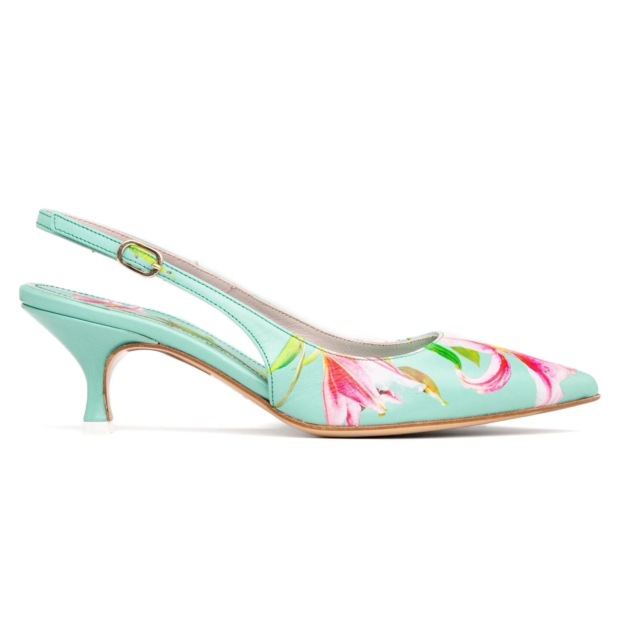 Cancun White Floral Printed Leather