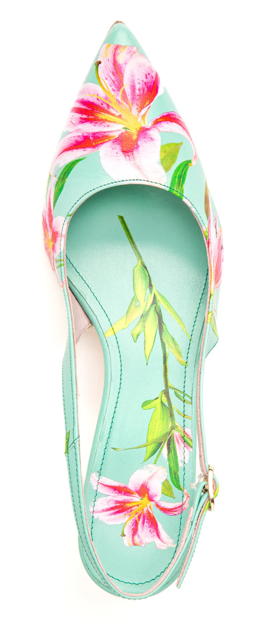 Cancun White Floral Printed Leather