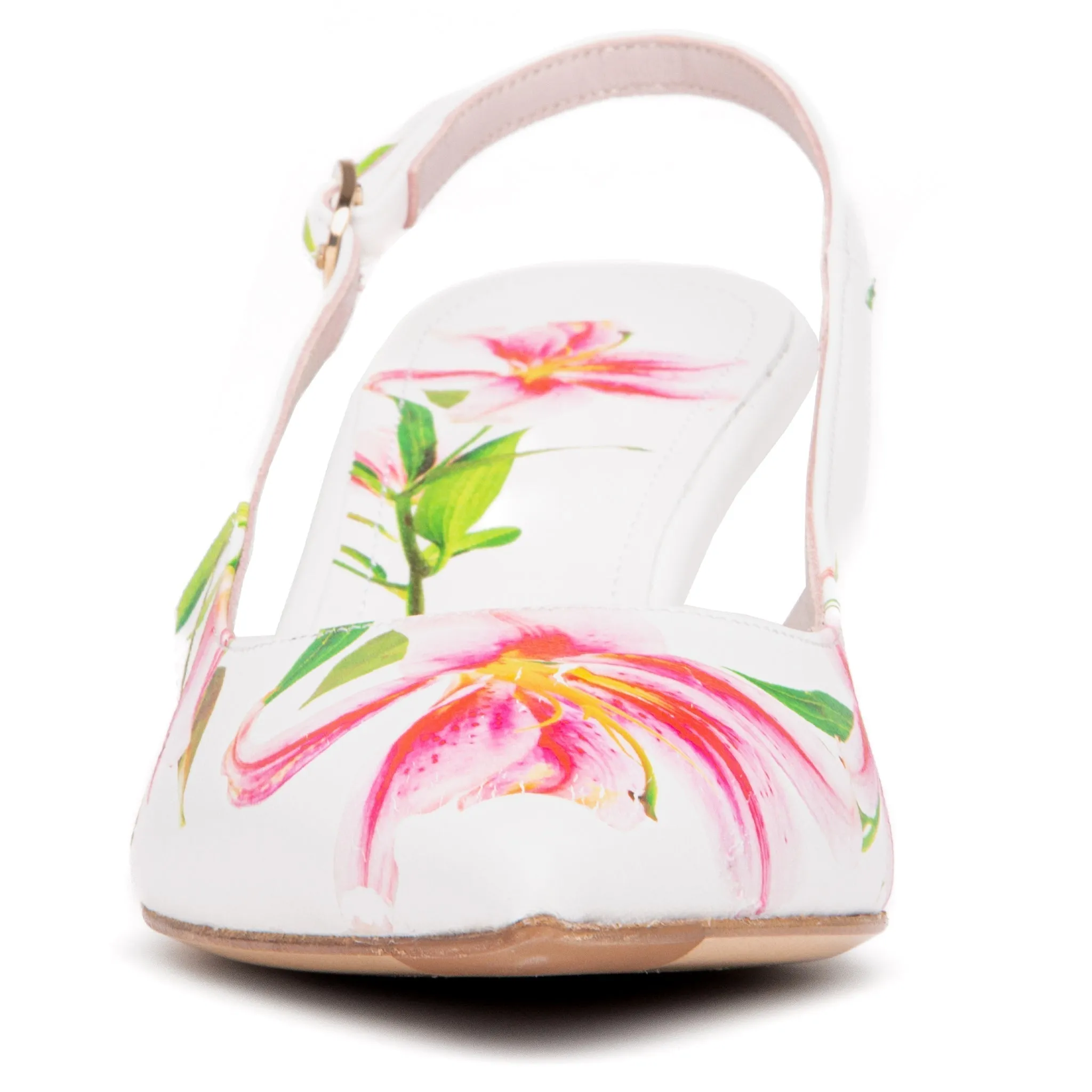 Cancun White Floral Printed Leather