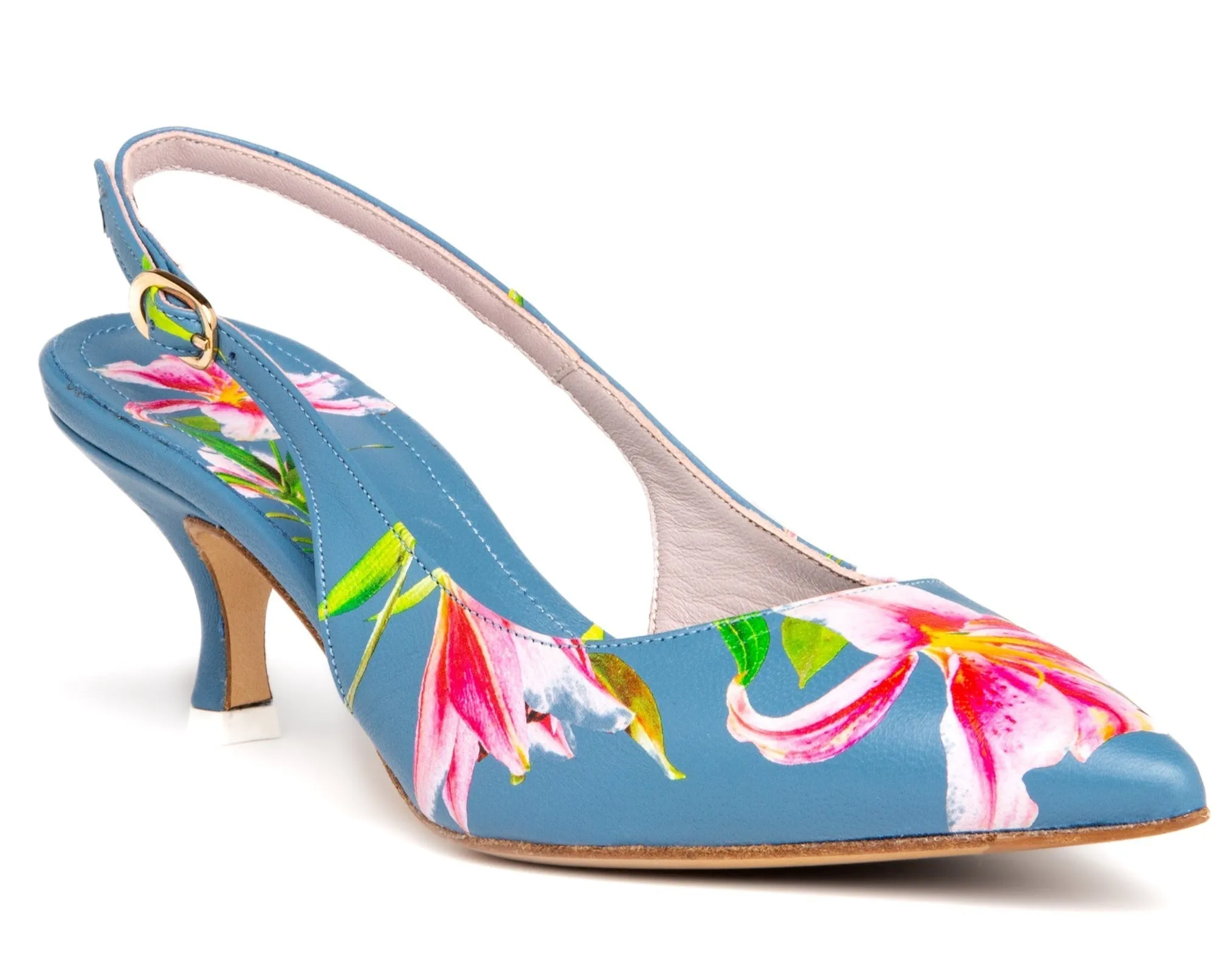 Cancun White Floral Printed Leather