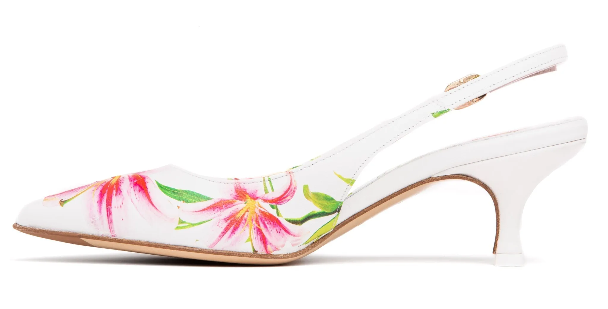 Cancun White Floral Printed Leather