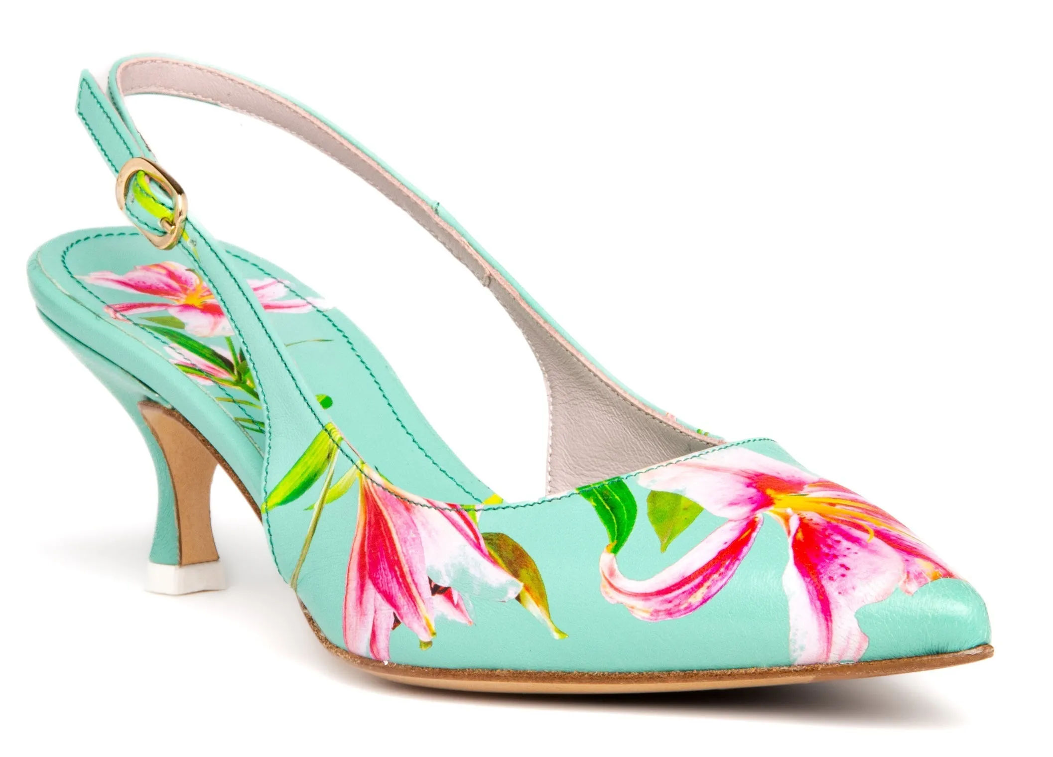 Cancun White Floral Printed Leather