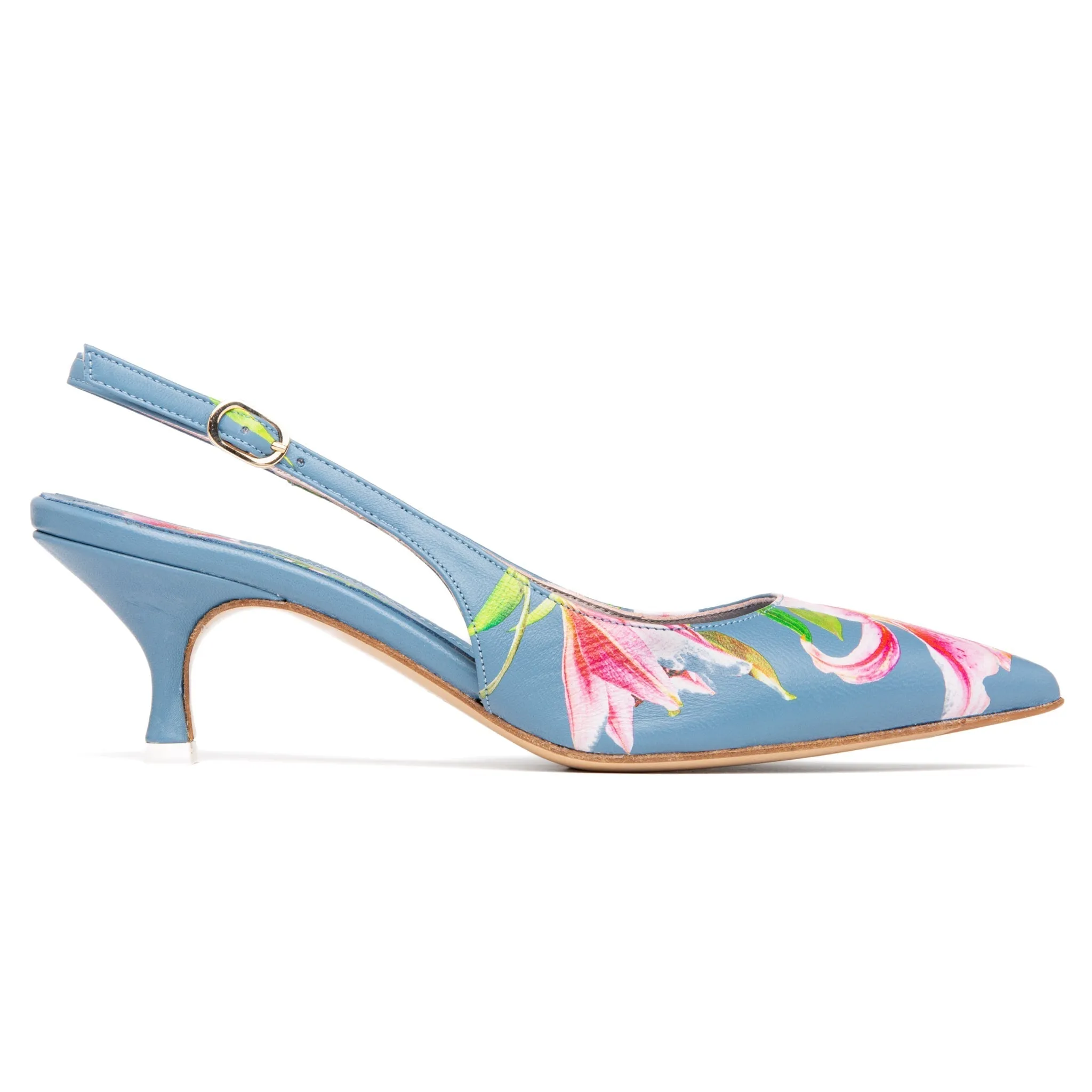 Cancun White Floral Printed Leather