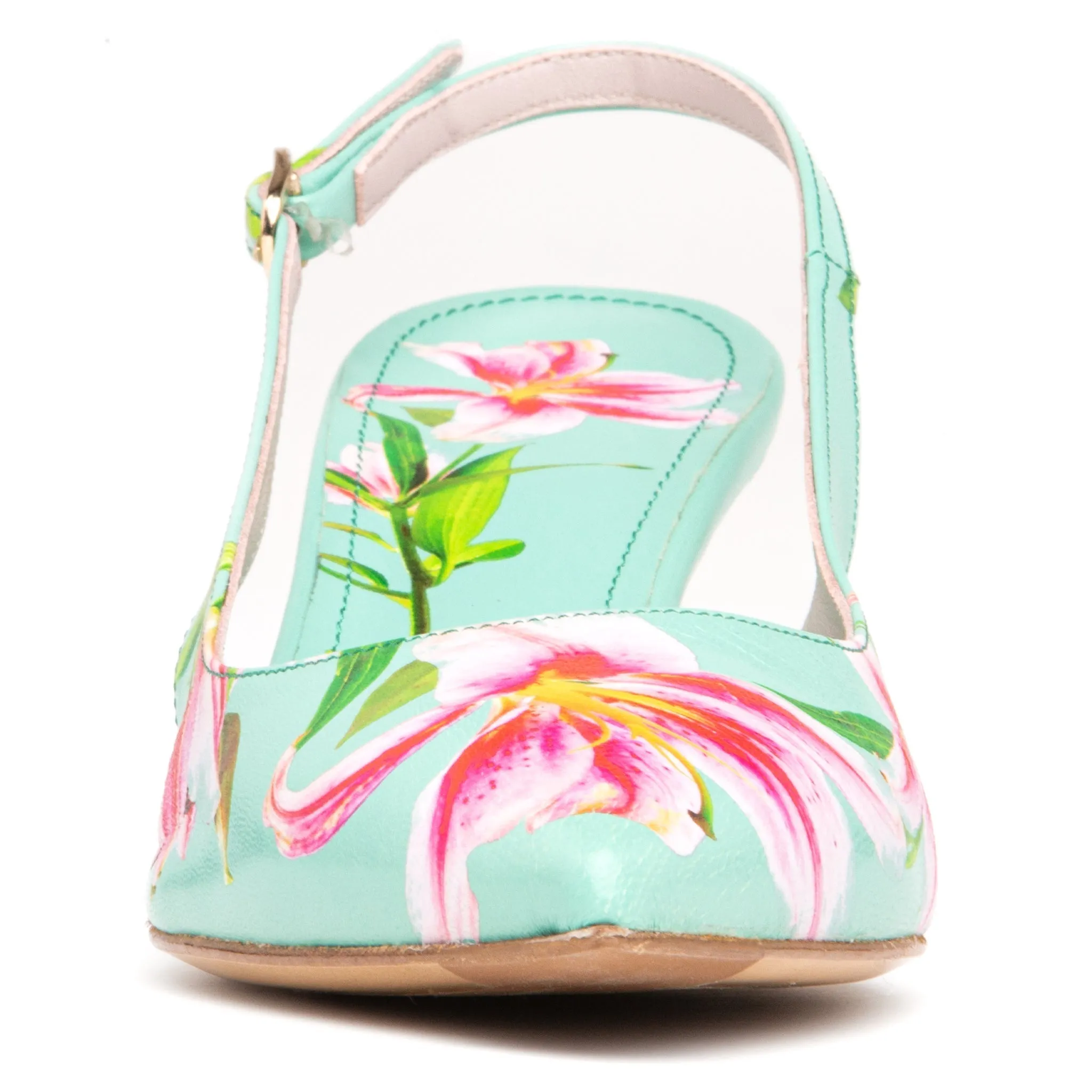 Cancun White Floral Printed Leather