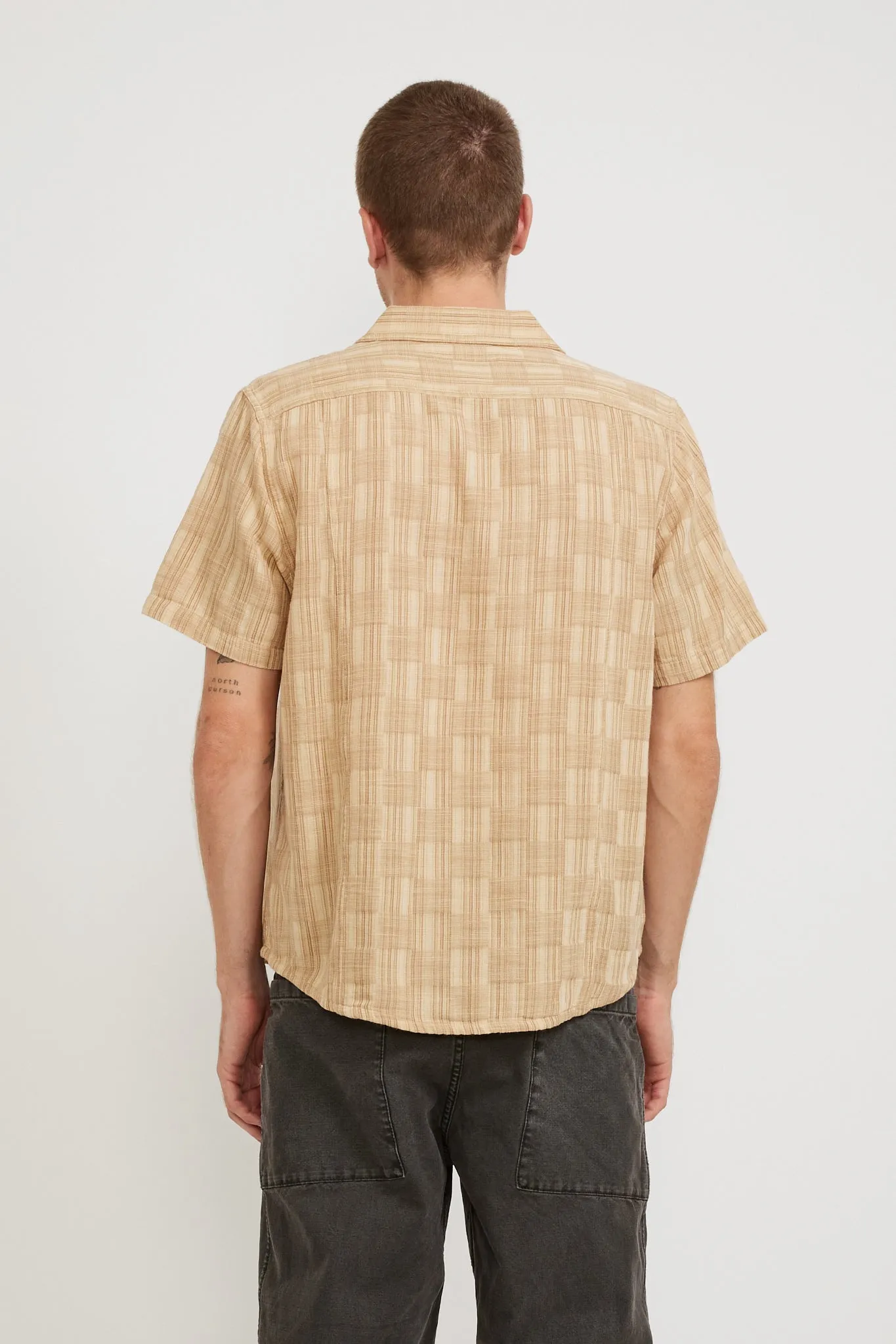 Check Jacquard SS Camp Shirt Natural