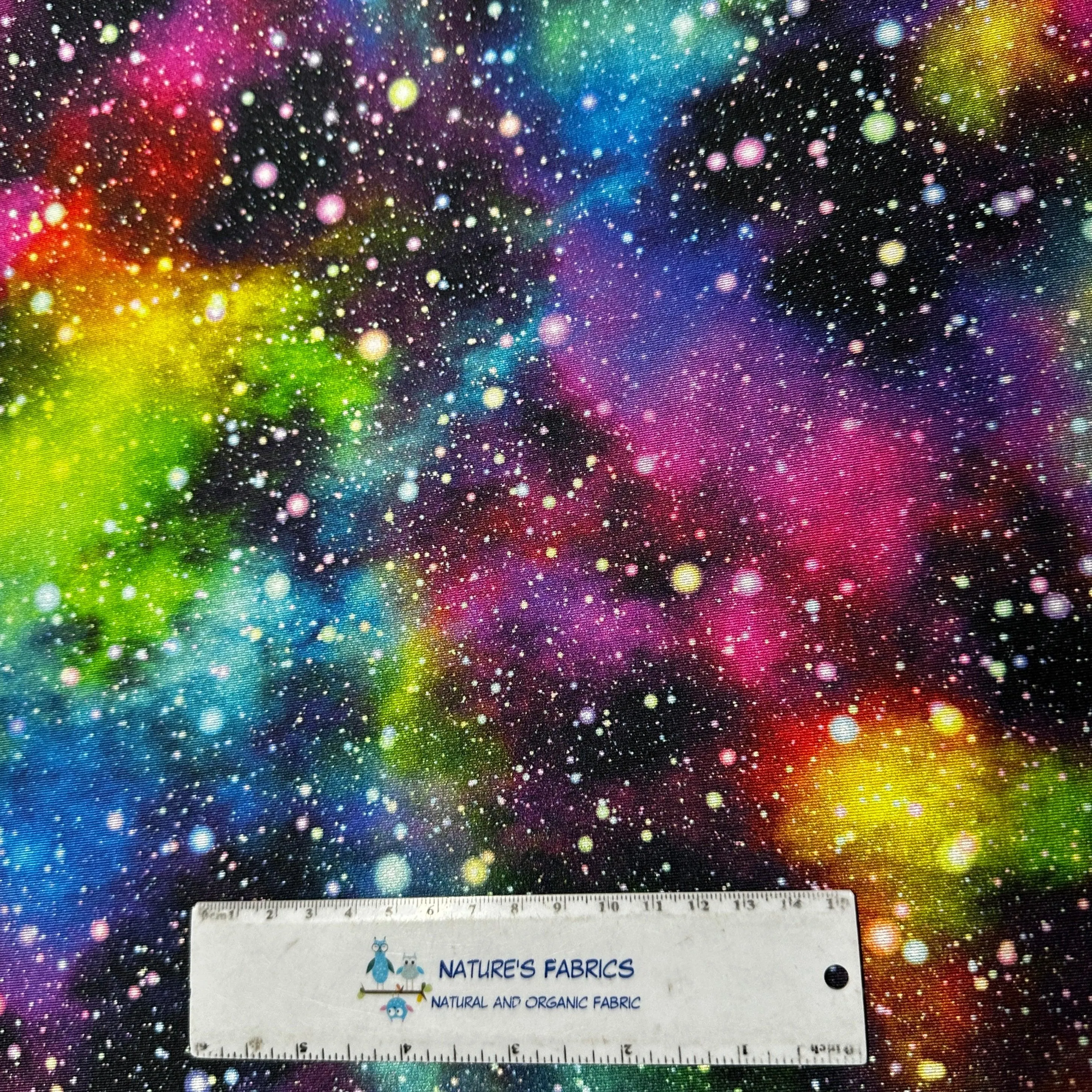 Cosmic Space on Double Brushed Polyester Jersey Fabric