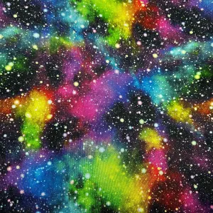 Cosmic Space on Double Brushed Polyester Jersey Fabric