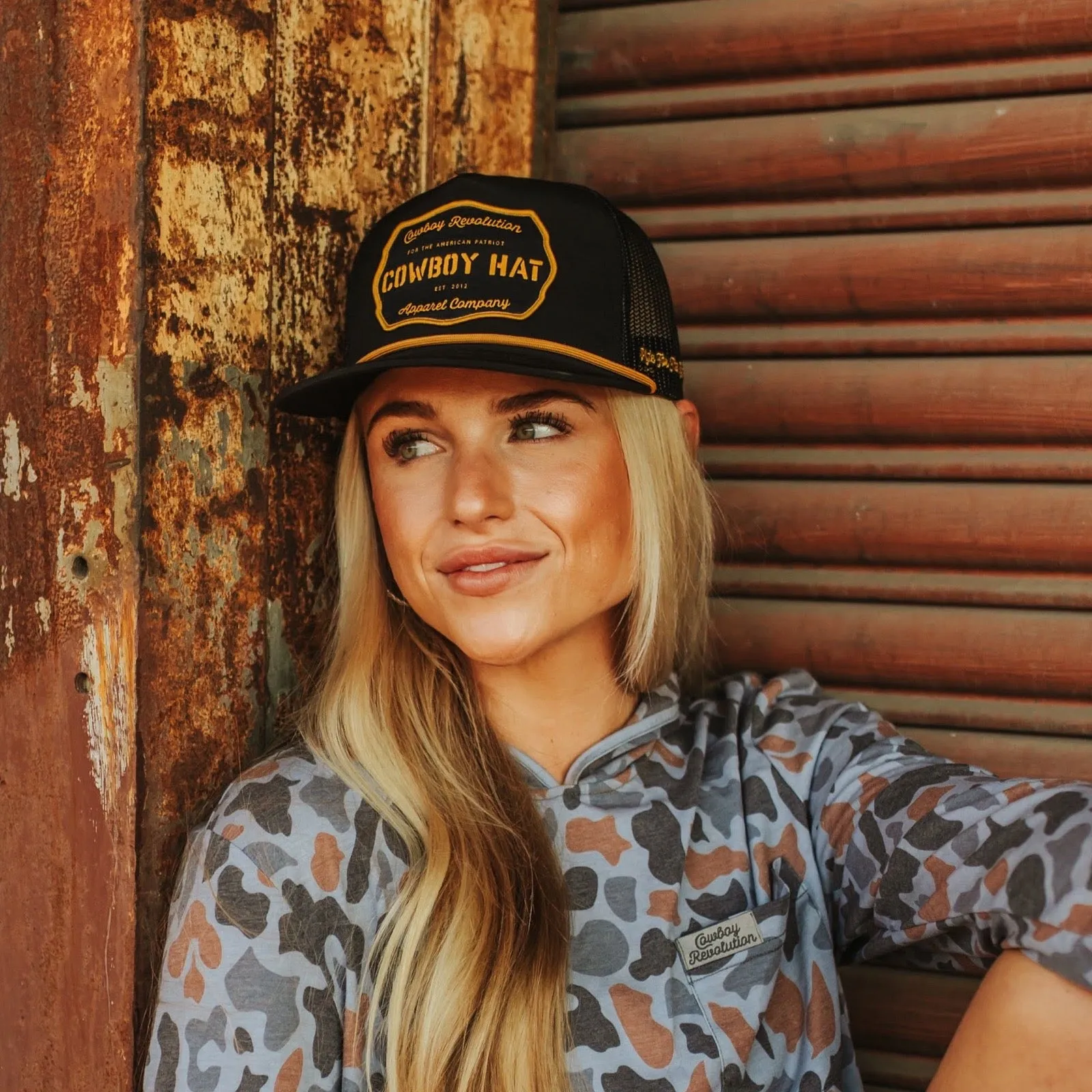 “Cowboy Hat” Cowboy Revolution Black Trucker Patch Hat
