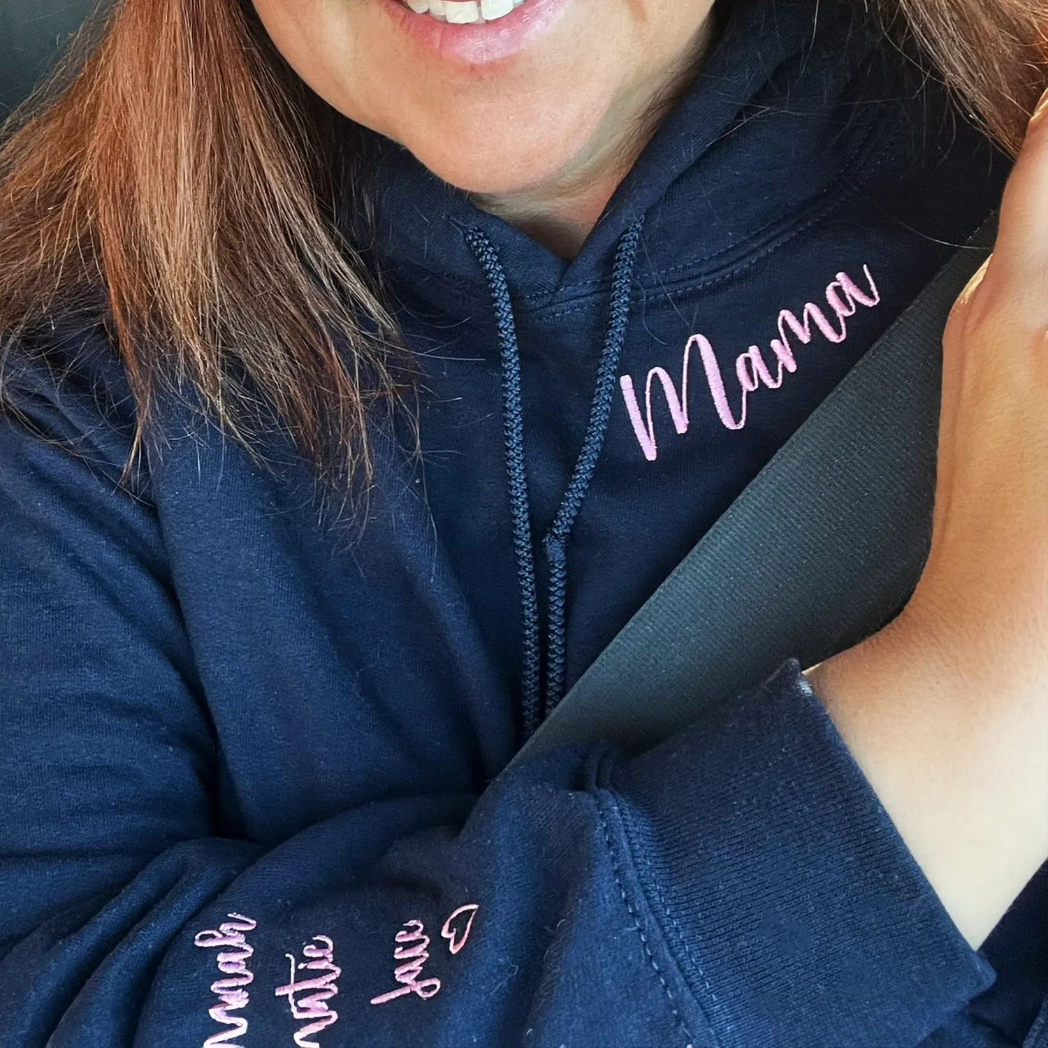 Custom Aunt Sweatshirt or Hoodie, Children Names on Sleeve Embroidery
