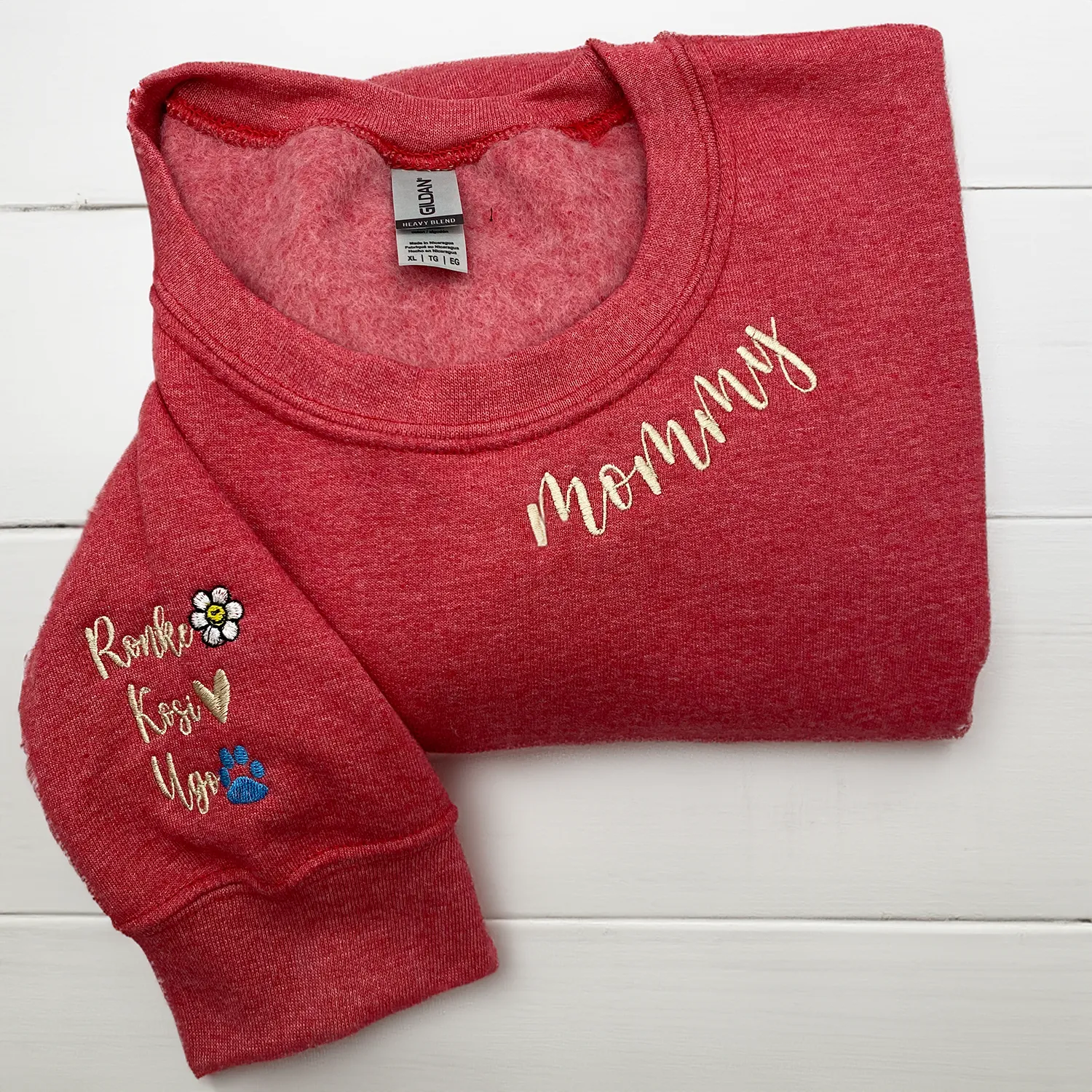 Custom Aunt Sweatshirt or Hoodie, Children Names on Sleeve Embroidery