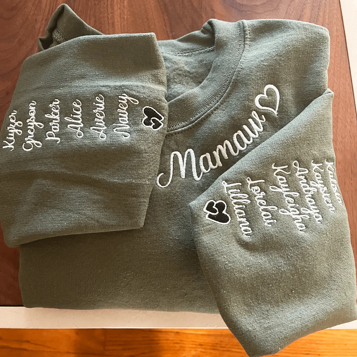 Custom Aunt Sweatshirt or Hoodie, Children Names on Sleeve Embroidery