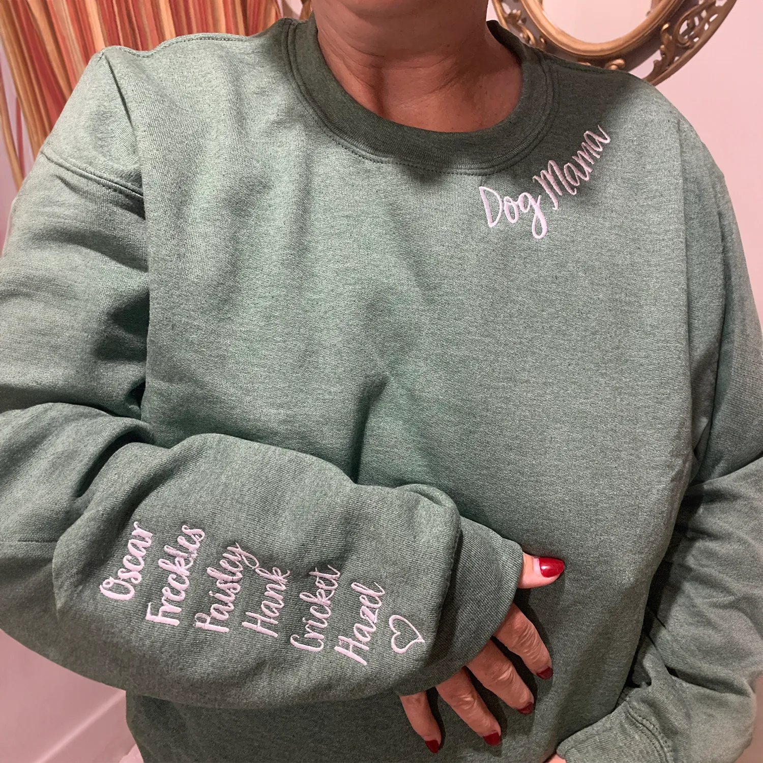 Custom Aunt Sweatshirt or Hoodie, Children Names on Sleeve Embroidery