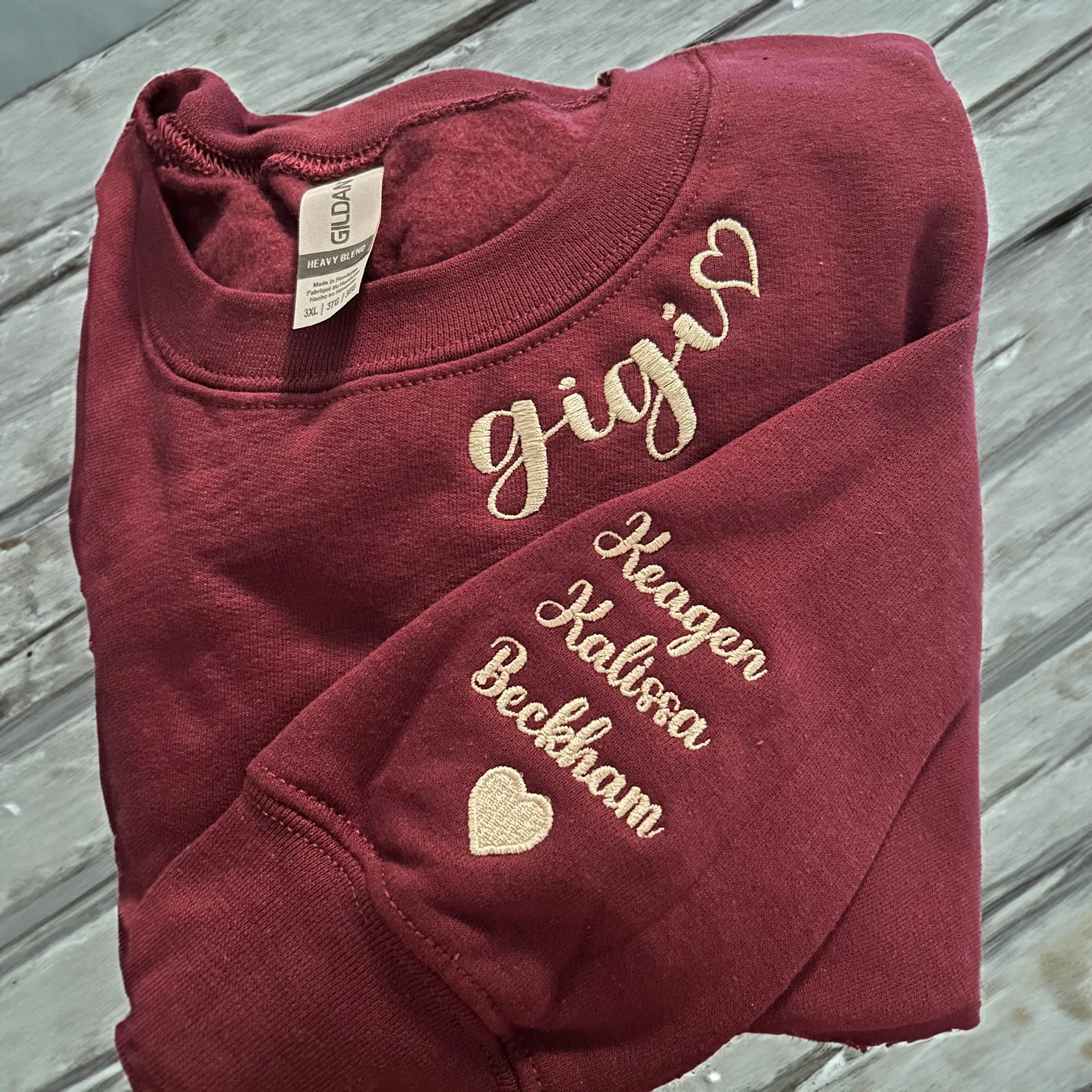 Custom Aunt Sweatshirt or Hoodie, Children Names on Sleeve Embroidery