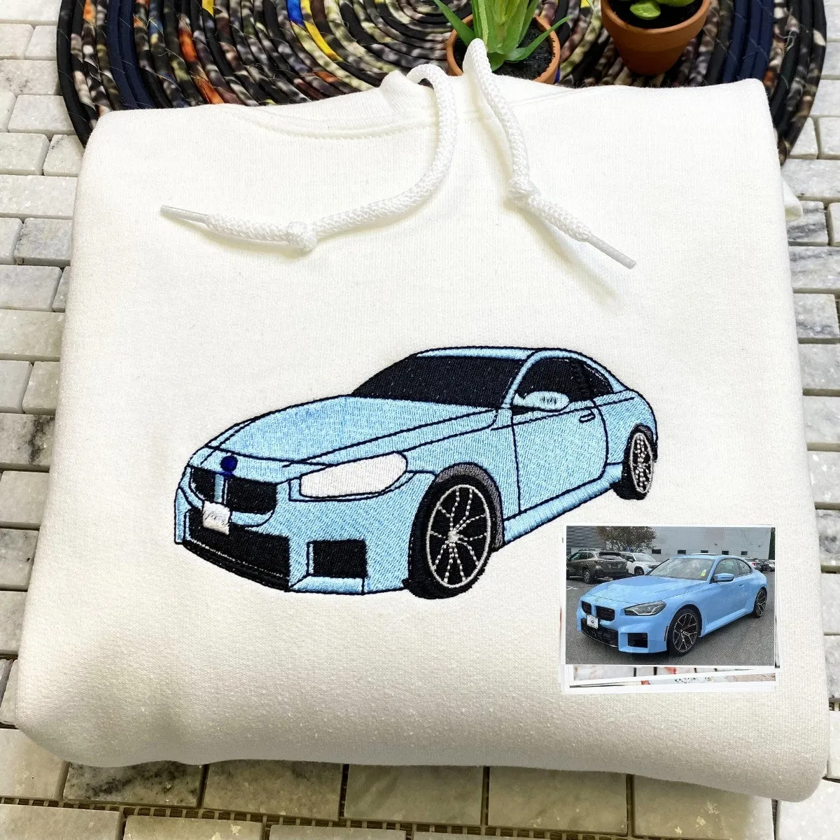 Custom Embroidered Car Sweatshirt or Hoodie, Anniversary Gifts for Car Boyfriend