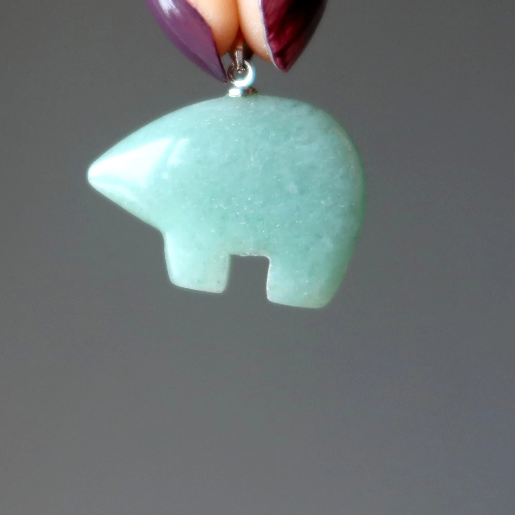 Green Aventurine Pendant Abundance Bear