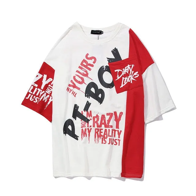 I'm Not Crazy Printed Hip Hop Streetwear Loose Tees