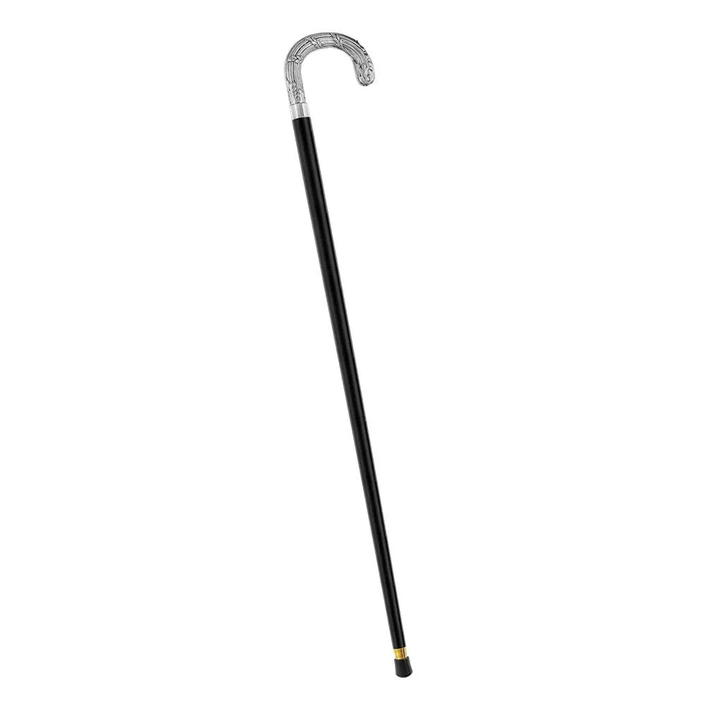 Italian Luxury Silver 925 Ribbed Intricate Design Walking Cane