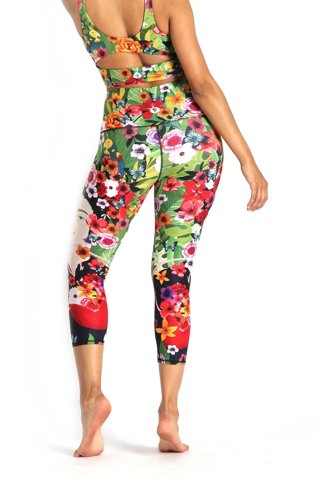 Kahlo Printed Yoga Crops