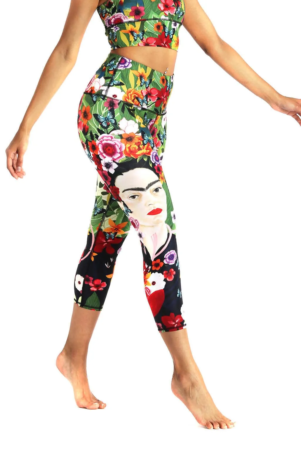 Kahlo Printed Yoga Crops