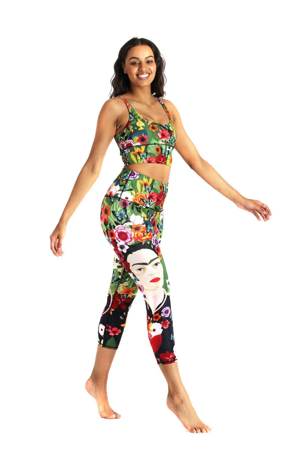 Kahlo Printed Yoga Crops