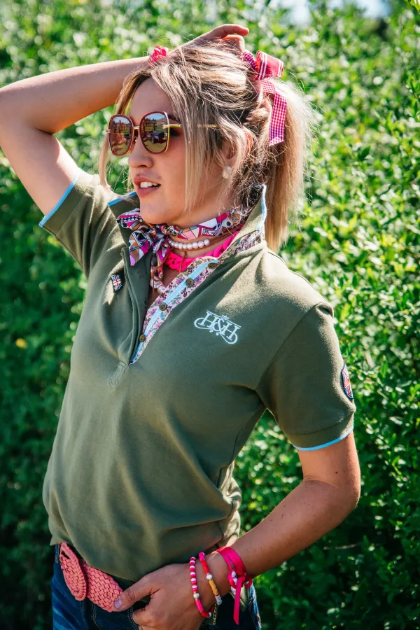 Loose Fit Polo - EL95 Olive & Cornflower