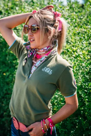 Loose Fit Polo - EL95 Olive & Cornflower