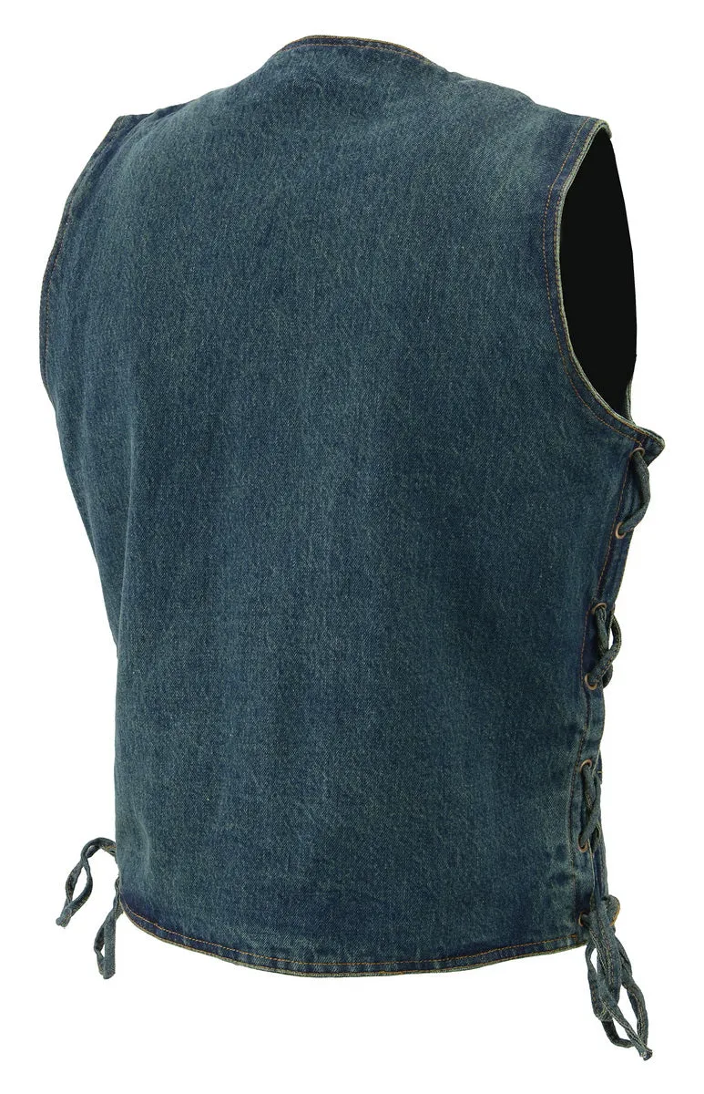 M Boss Motorcycle Apparel BOS13003 Men's Blue Denim Motorcycle Side