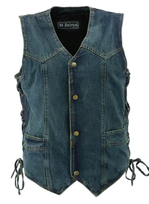 M Boss Motorcycle Apparel BOS13003 Men's Blue Denim Motorcycle Side