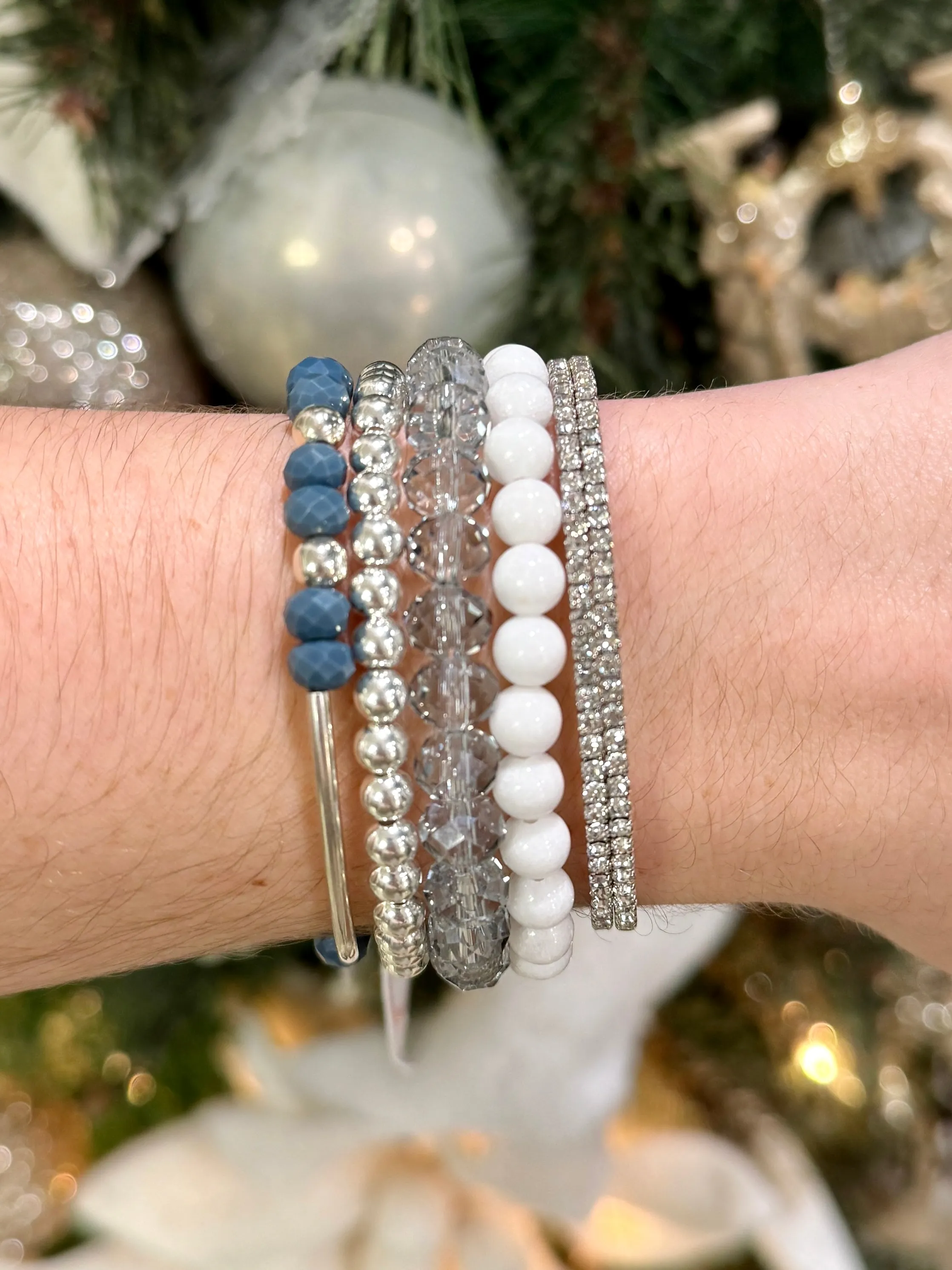 Mystic Light Blue Faceted Rondelle 8mm Bracelet