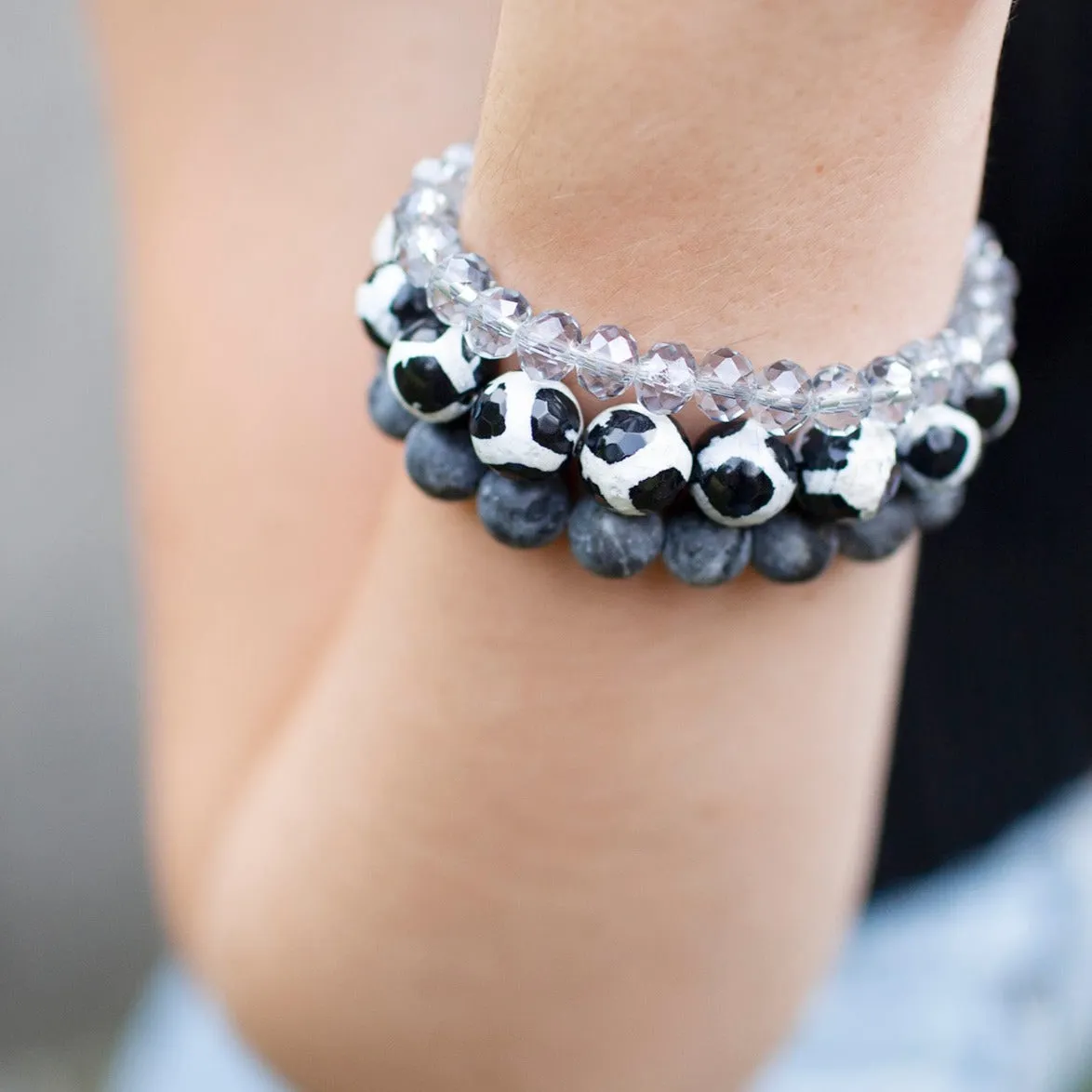 Mystic Light Blue Faceted Rondelle 8mm Bracelet