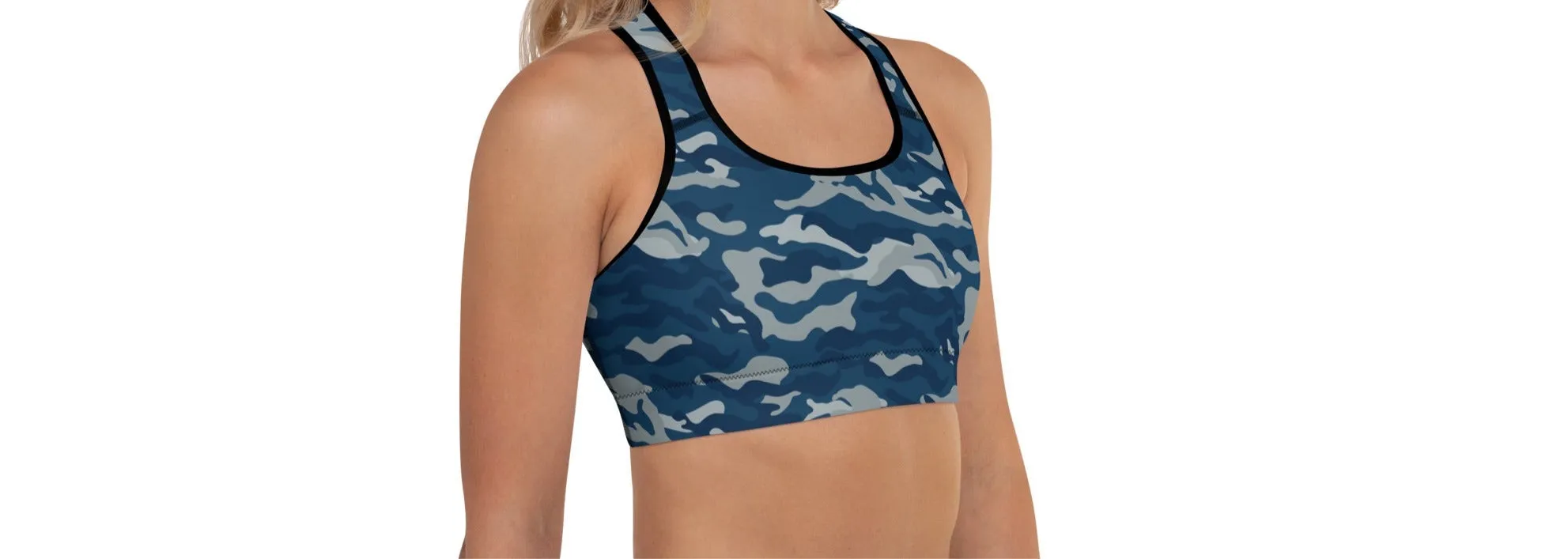 Navy CamoFit Padded Sports Bra