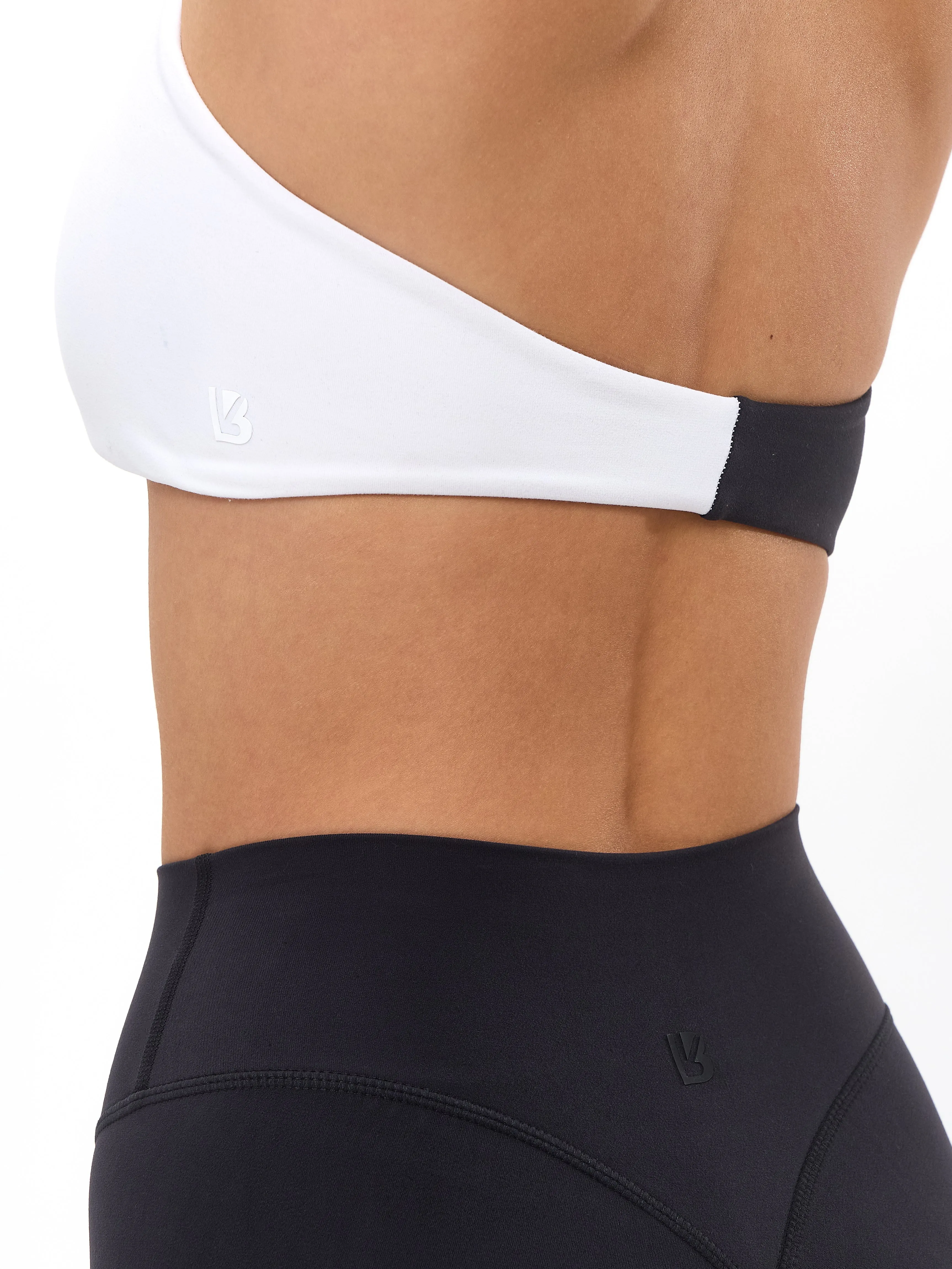 Poshknit Twist Halter Sports Bra - Black / White