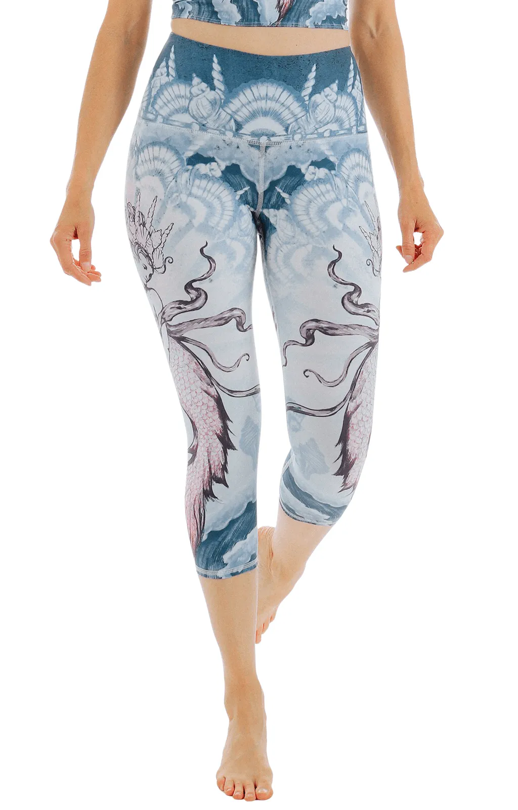 Sea Goddess Printed Yoga Crops