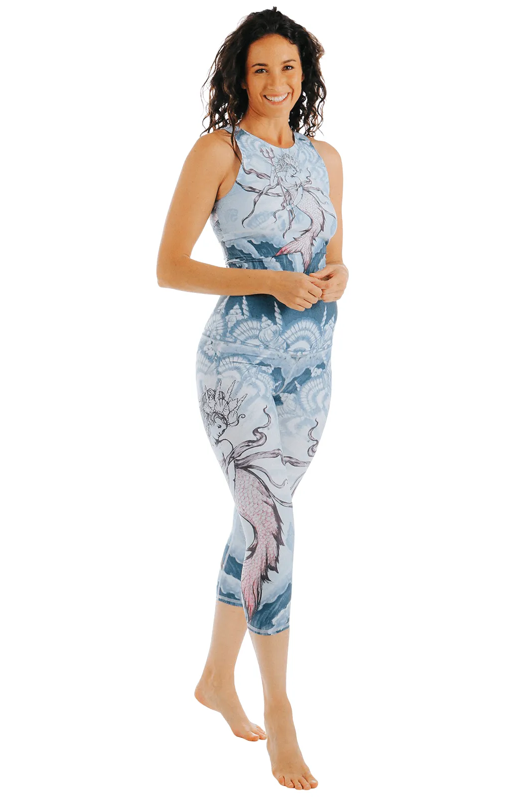 Sea Goddess Printed Yoga Crops